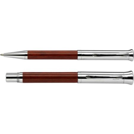 Parure personnalisée de stylo bille et roller - Robin Matières : bois Couleurs : brun