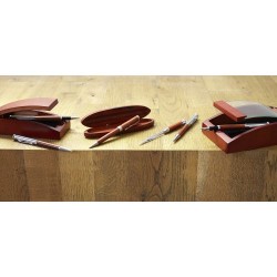 Parure personnalisée de stylo bille et roller - Robin Matières : bois Couleurs : brun marquage laser ultra précis
