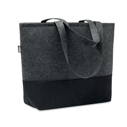 Sac shopping  en feutre RPET personnalisé DUO INDICO Matières : PET recyclé Couleurs : pierre