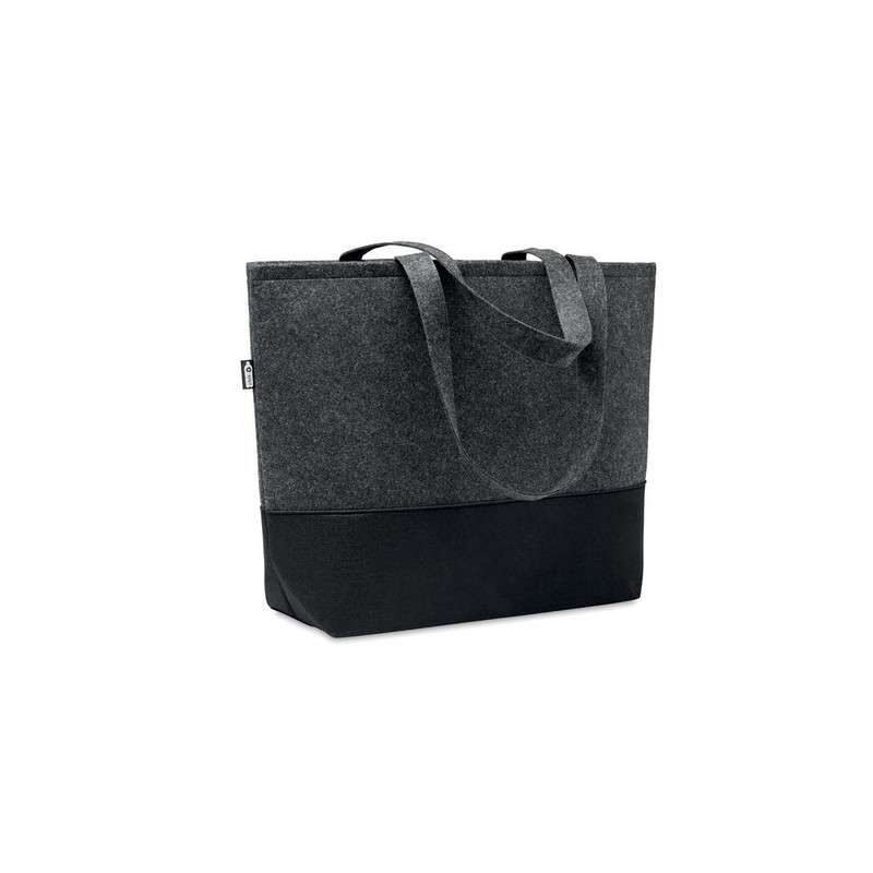 Sac shopping  en feutre RPET personnalisé DUO INDICO Matières : PET recyclé Couleurs : pierre