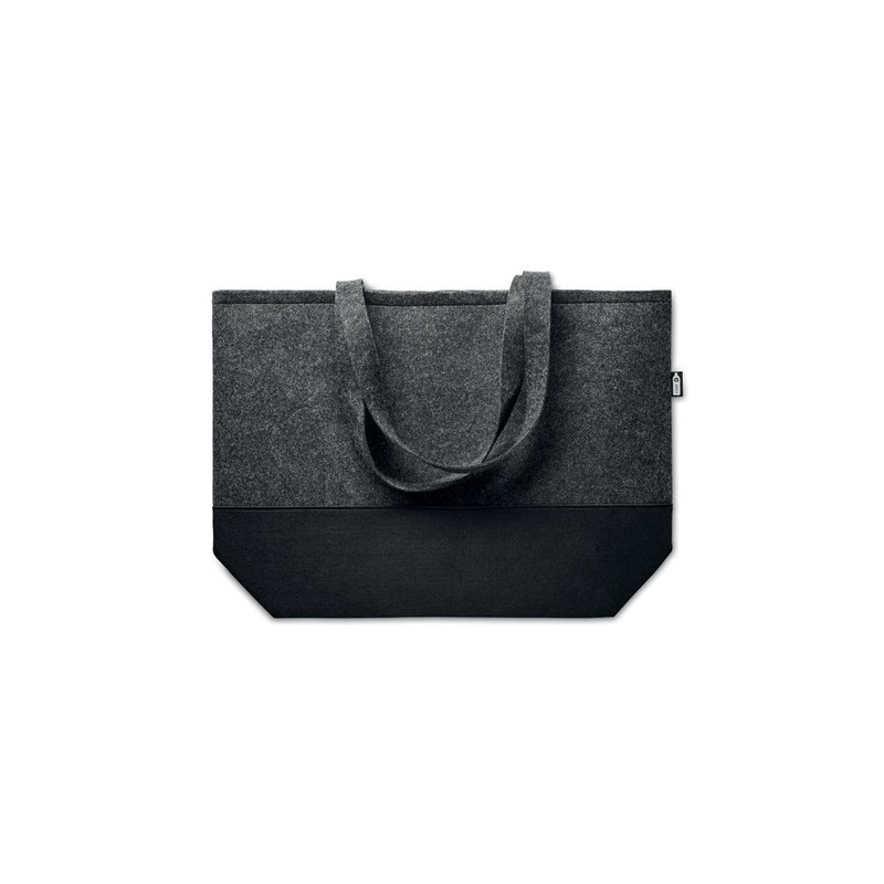 Sac shopping  en feutre RPET personnalisé DUO INDICO Matières : PET recyclé Couleurs : pierre personnalisable avec votre logo