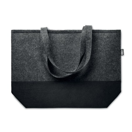 Sac shopping  en feutre RPET personnalisé DUO INDICO Matières : PET recyclé Couleurs : pierre personnalisable avec votre logo