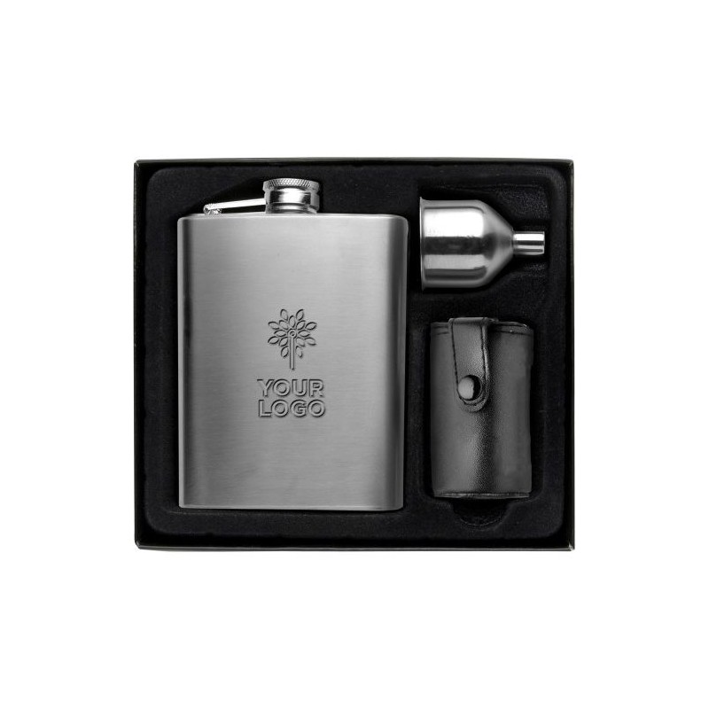 Set Flasque et Verres en Acier Inoxydable Brittany Personnalisé