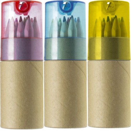 Tube de 12 crayons Terrence avec taille-crayon