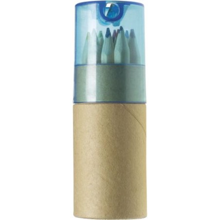 Tube de 12 crayons Terrence avec taille-crayon