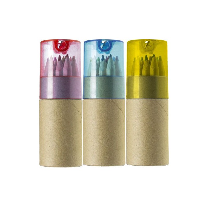 Tube de 12 crayons Terrence avec taille-crayon