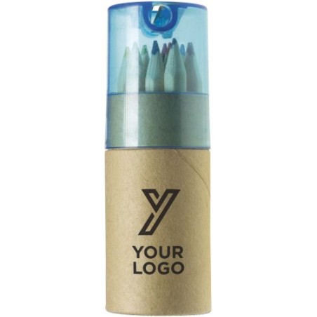 Tube de 12 crayons Terrence avec taille-crayon