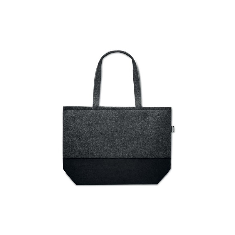 Sac shopping  en feutre RPET personnalisé DUO INDICO Matières : PET recyclé Couleurs : pierre cadeau entreprise pas cher