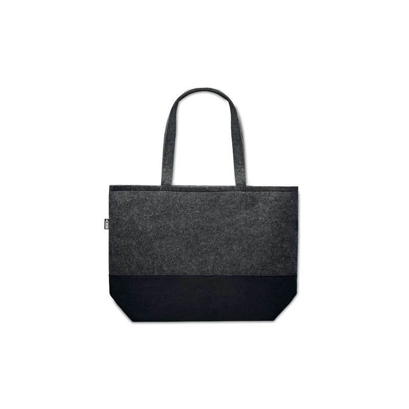 Sac shopping  en feutre RPET personnalisé DUO INDICO Matières : PET recyclé Couleurs : pierre goodies publicitaire événementiel