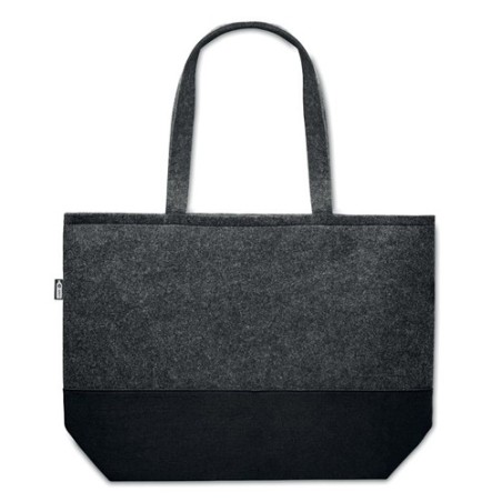 Sac shopping  en feutre RPET personnalisé DUO INDICO Matières : PET recyclé Couleurs : pierre goodies publicitaire événementiel