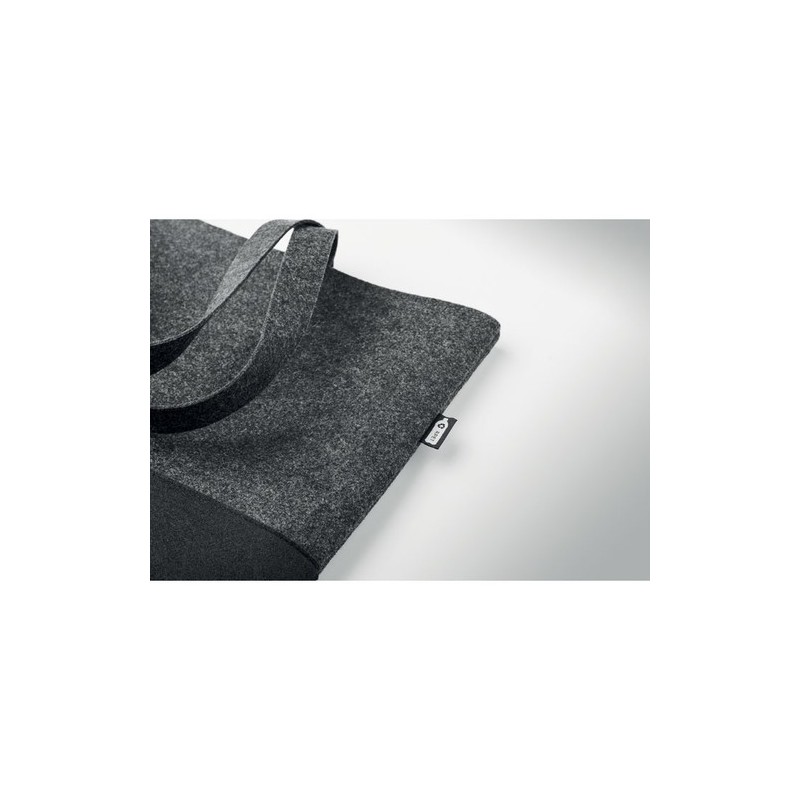 Sac shopping  en feutre RPET personnalisé DUO INDICO Matières : PET recyclé Couleurs : pierre impression haute définition