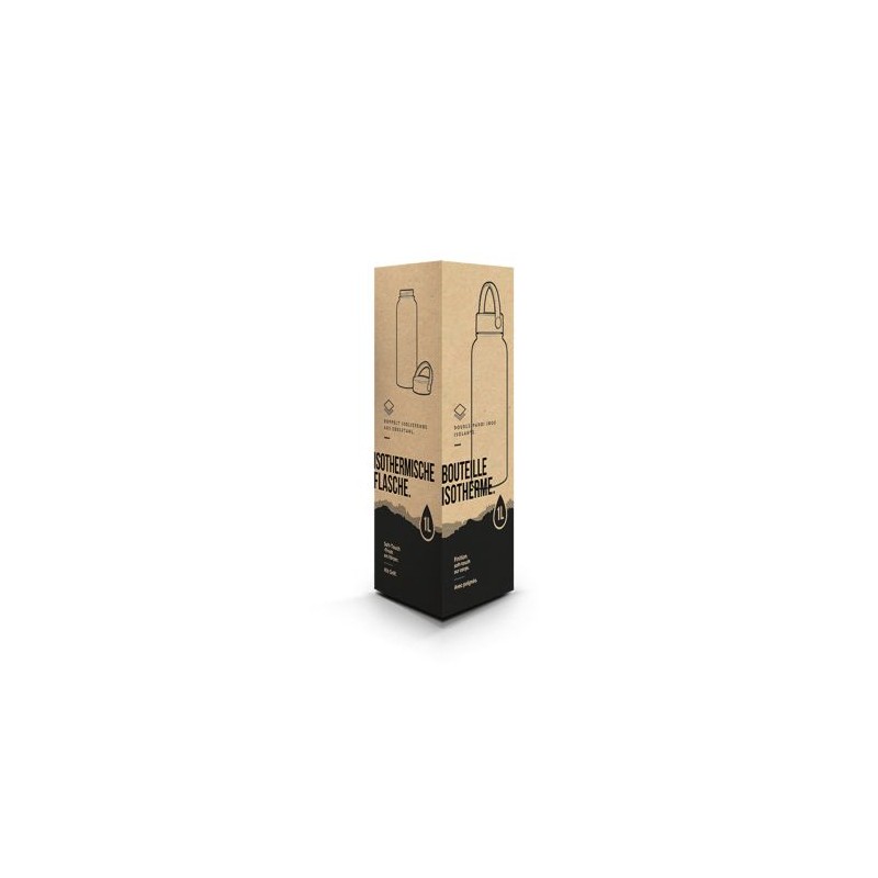 Gourde isotherme personnalisée double-paroi finition soft touch 1 L marquage laser ultra précis
