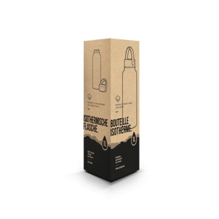Gourde isotherme personnalisée double-paroi finition soft touch 1 L marquage laser ultra précis