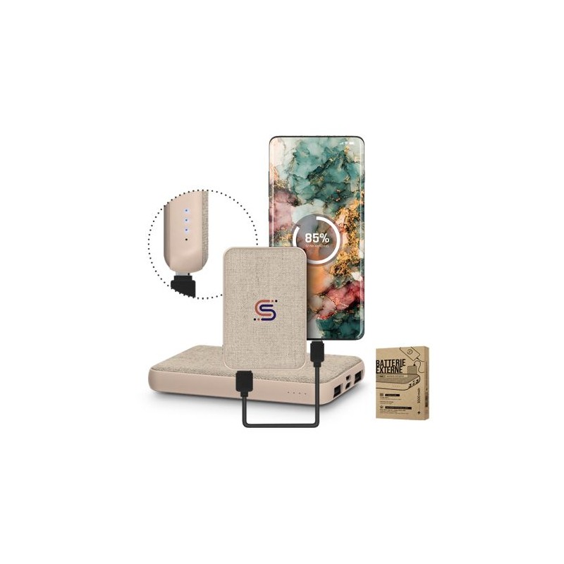 Batterie Externe Personnalisée Éco-responsable 5000 mAh - Pratique et Abordable