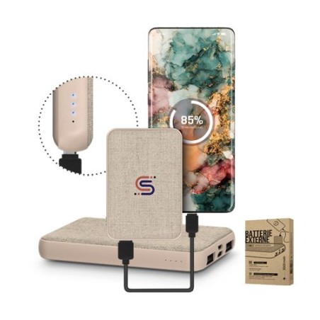 Batterie Externe Personnalisée Éco-responsable 5000 mAh - Pratique et Abordable