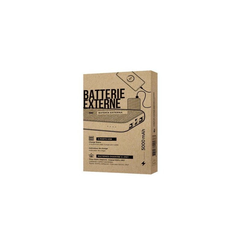 Batterie Externe Personnalisée Éco-responsable 5000 mAh - Pratique et Abordable marquage laser ultra précis