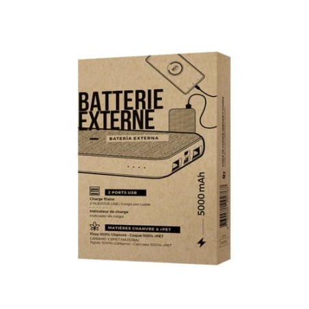 Batterie Externe Personnalisée Éco-responsable 5000 mAh - Pratique et Abordable marquage laser ultra précis
