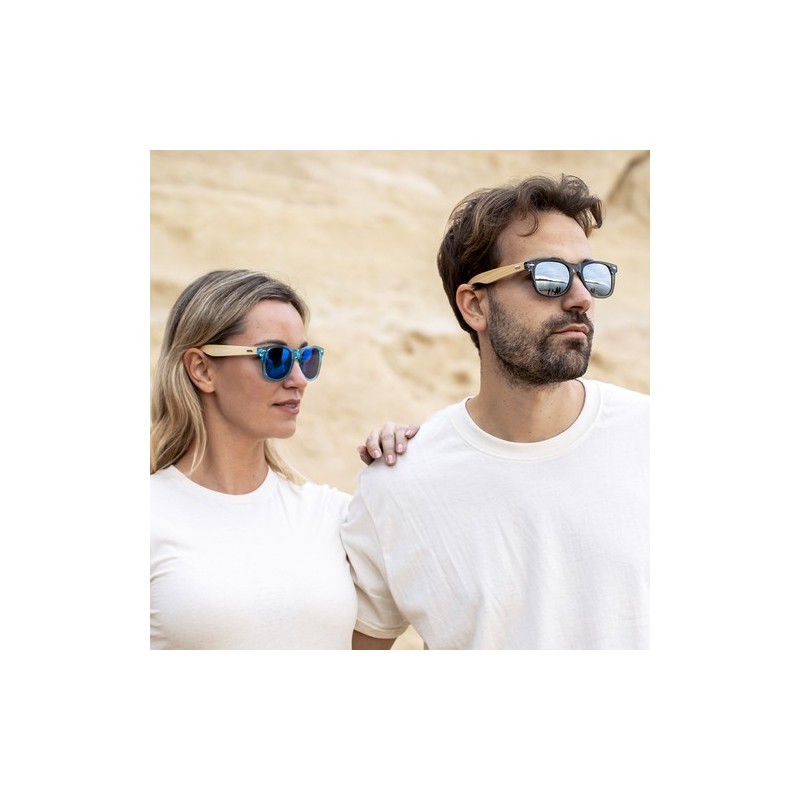 Lunettes de Soleil Personnalisées UV400 Pas Chères - Dristan Matières : bambou Couleurs : transparent goodies publicitaire durab