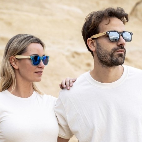 Lunettes de Soleil Personnalisées UV400 Pas Chères - Dristan Matières : bambou Couleurs : transparent goodies publicitaire durab