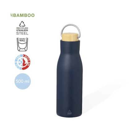 Bouteille Isotherme Éco-responsable Thermique - Prismix Couleurs : bleu marine Matières : acier inoxydable recyclé objet promoti
