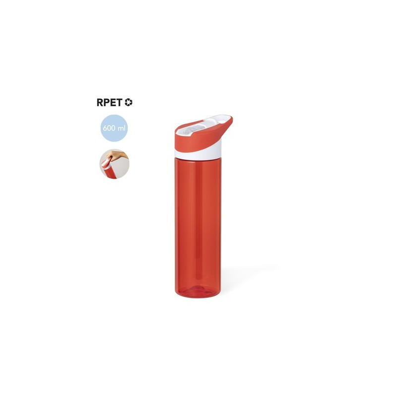 Bidon Éco-responsable 500ml - Laudon Matières : PET recyclé Couleurs : rouge personnalisation rapide en France