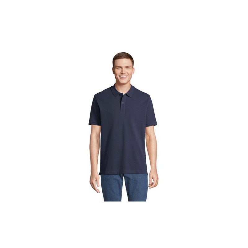 Polo bio  et confortable 210g personnalisé - PEGASE Taille textile : S Couleurs : french navy cadeau entreprise pas cher