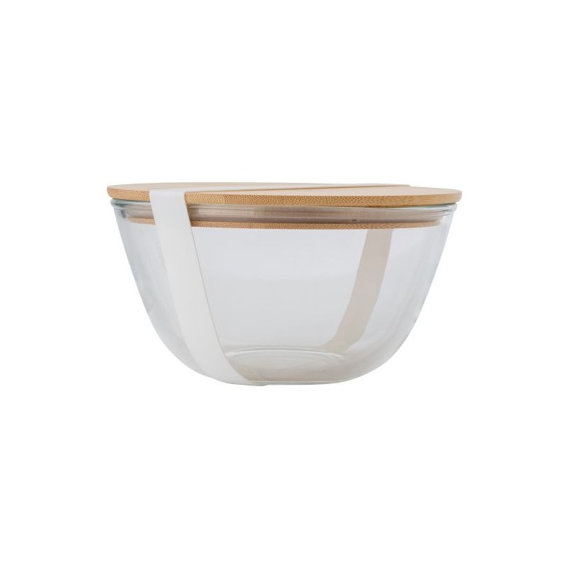 Saladier personnalisé en verre et bambou pas cher - Isabeau Matières : bambou Couleurs : brun personnalisable avec votre logo