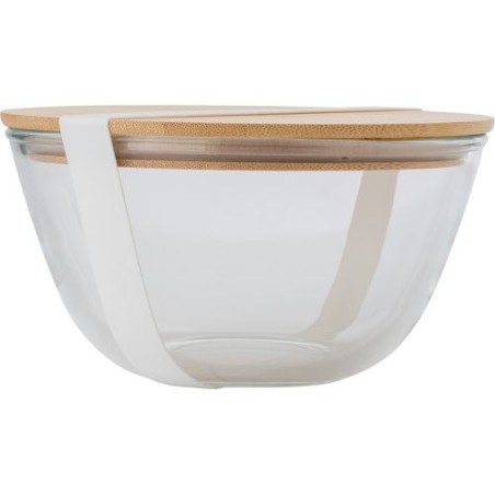 Saladier personnalisé en verre et bambou pas cher - Isabeau Matières : bambou Couleurs : brun personnalisable avec votre logo