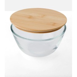 Saladier personnalisé en verre et bambou pas cher - Isabeau Matières : bambou Couleurs : brun impression haute définition