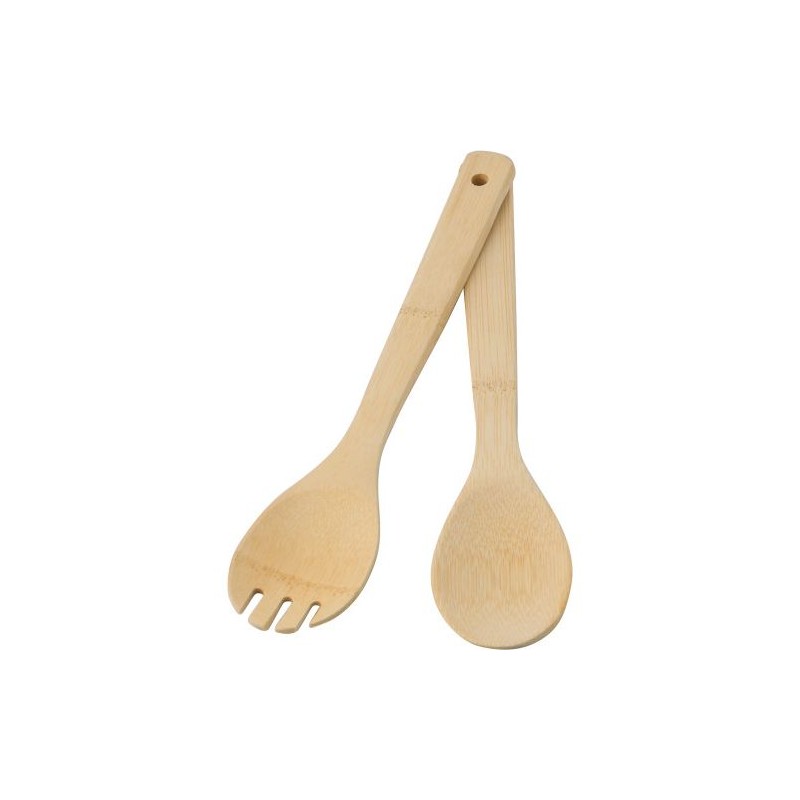 Lot de 2 couverts à salade s en bambou - Charlotte Matières : bambou Couleurs : brun objet promotionnel éco-responsable