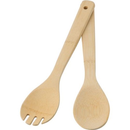 Lot de 2 couverts à salade s en bambou - Charlotte Matières : bambou Couleurs : brun objet promotionnel éco-responsable