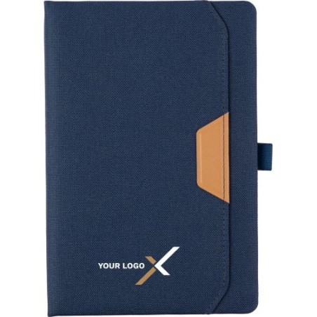 Carnet A5  en rPET personnalisé - Thorsten Matières : polyester Couleurs : bleu objet promotionnel éco-responsable