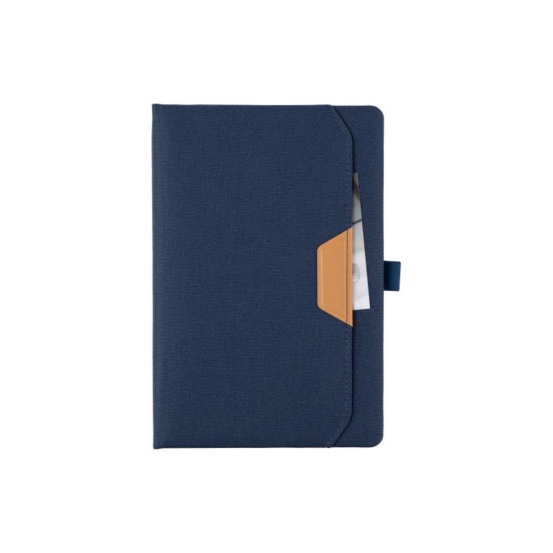 Carnet A5  en rPET personnalisé - Thorsten Matières : polyester Couleurs : bleu personnalisation rapide en France