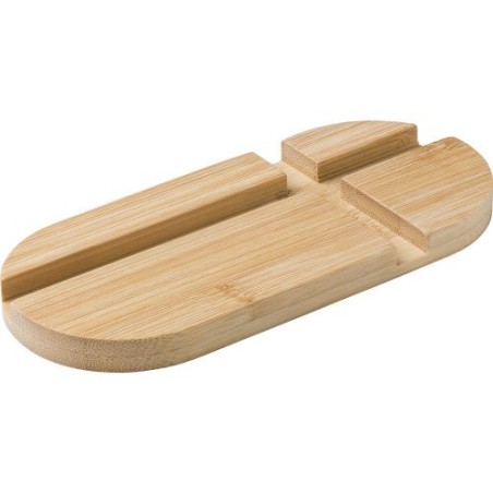 Support Élégant Pratique Personnalisé de Téléphone et Tablette Eamon Matières : bambou Couleurs : brun cadeau entreprise pas che