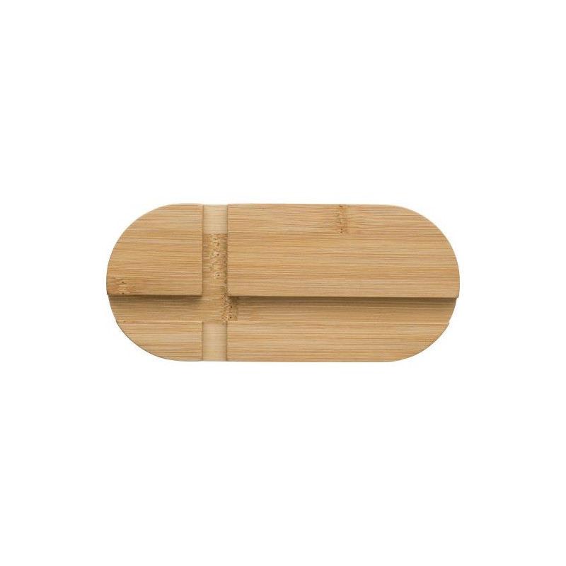 Support Élégant Pratique Personnalisé de Téléphone et Tablette Eamon Matières : bambou Couleurs : brun marquage laser ultra préc