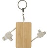 Porte-clés en bambou  avec câble de charge personnalisé - Bianca Matières : acier inoxydable Couleurs : brun personnalisable ave
