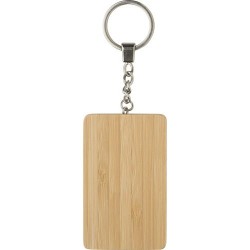 Porte-clés en bambou  avec câble de charge personnalisé - Bianca Matières : acier inoxydable Couleurs : brun cadeau entreprise p