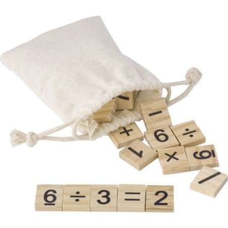 Jeu éducatif personnalisé en pin de chiffres - Ezekiel Matières : bois Couleurs : brun personnalisable avec votre logo