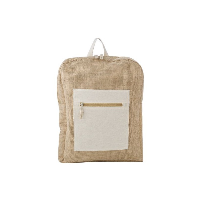 Sac à dos  et personnalisable en jute - Edison Matières : coton Couleurs : brun