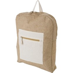 Sac à dos  et personnalisable en jute - Edison Matières : coton Couleurs : brun cadeau entreprise pas cher
