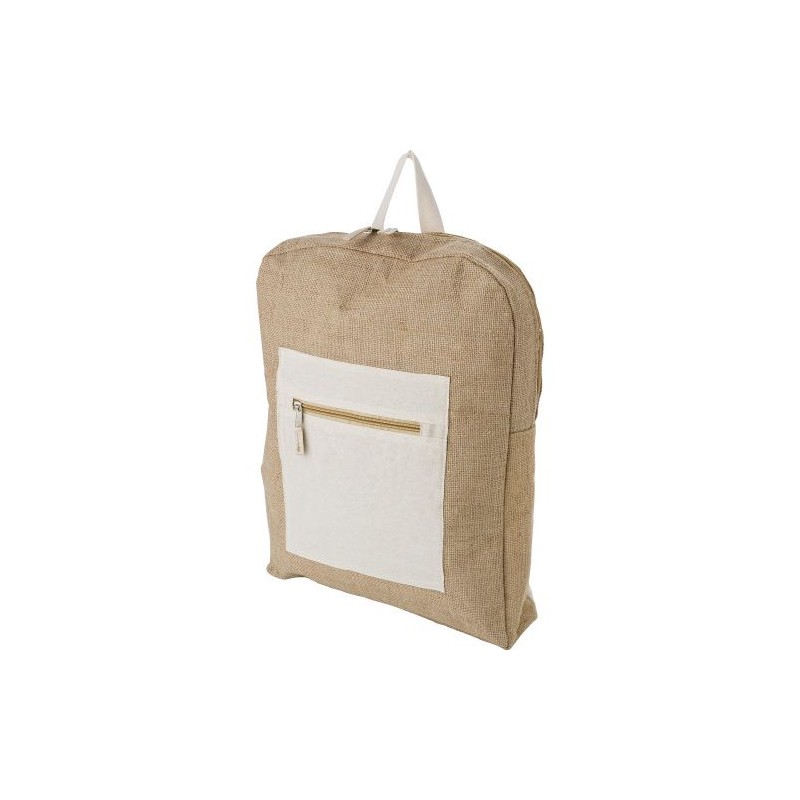 Sac à dos  et personnalisable en jute - Edison Matières : coton Couleurs : brun cadeau entreprise pas cher