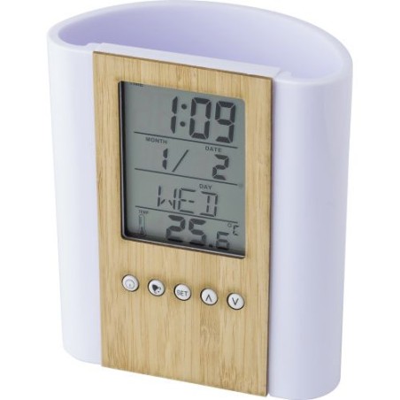 Pot à crayons multifonctions en bambou et plastique