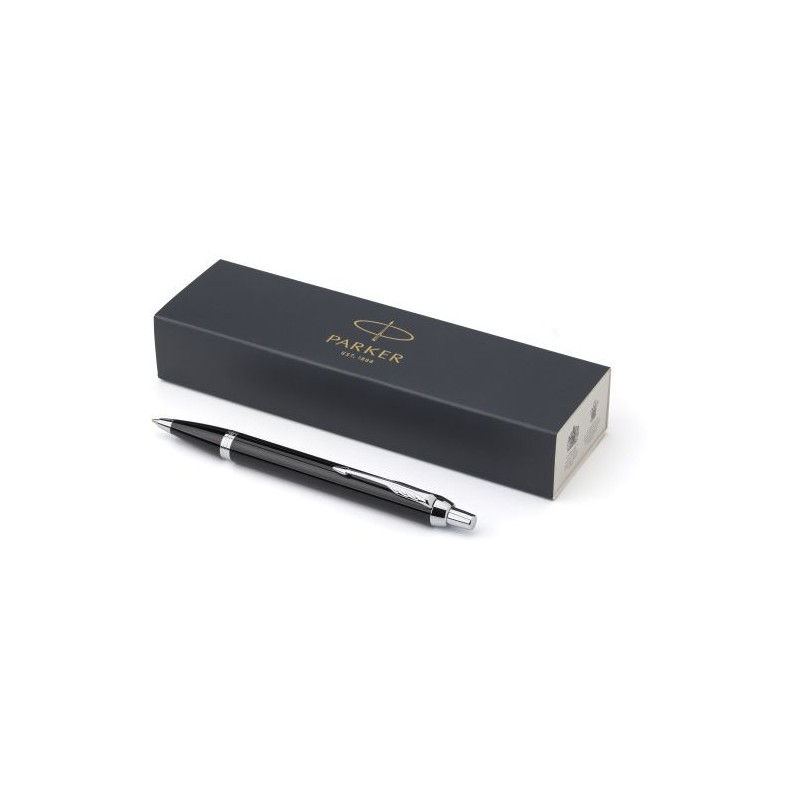 Stylo bille personnalisé luxe Parker IM Matières : métal Couleurs : noir marquage couleur éclatante