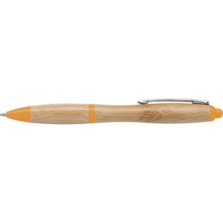 Stylo à bille personnalisé en bambou Hetty - Cadeau d'entreprise Matières : bambou Couleurs : orange personnalisable avec votre 