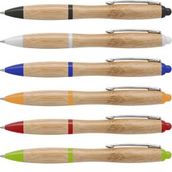 Stylo à bille personnalisé en bambou Hetty - Cadeau d'entreprise Matières : bambou Couleurs : orange marquage laser ultra précis