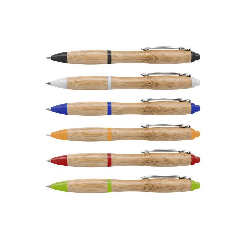 Stylo à bille personnalisé en bambou Hetty - Cadeau d'entreprise Matières : bambou Couleurs : orange marquage laser ultra précis