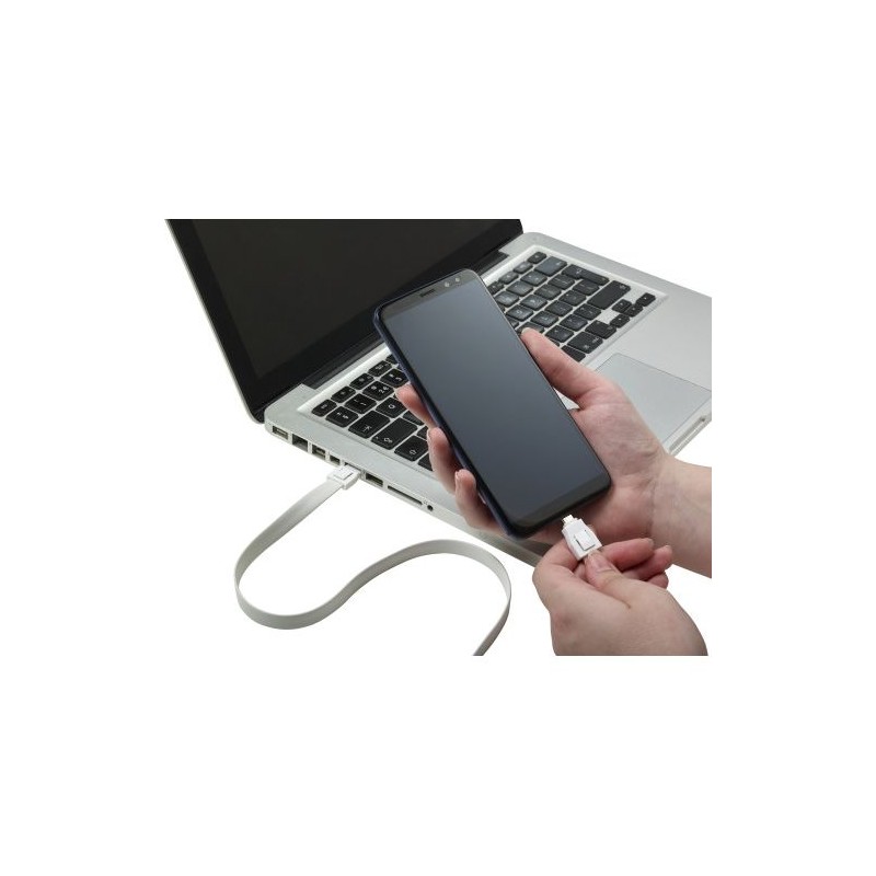 Lanyard personnalisé pratique avec prise USB Marguerite Matières : métal Couleurs : blanc cadeau client original