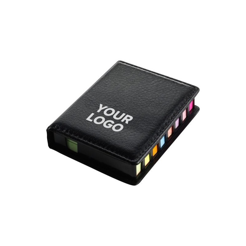 Etui personnalisé avec stickers et marque-pages Pierce Matières : papier Couleurs : noir goodies publicitaire événementiel