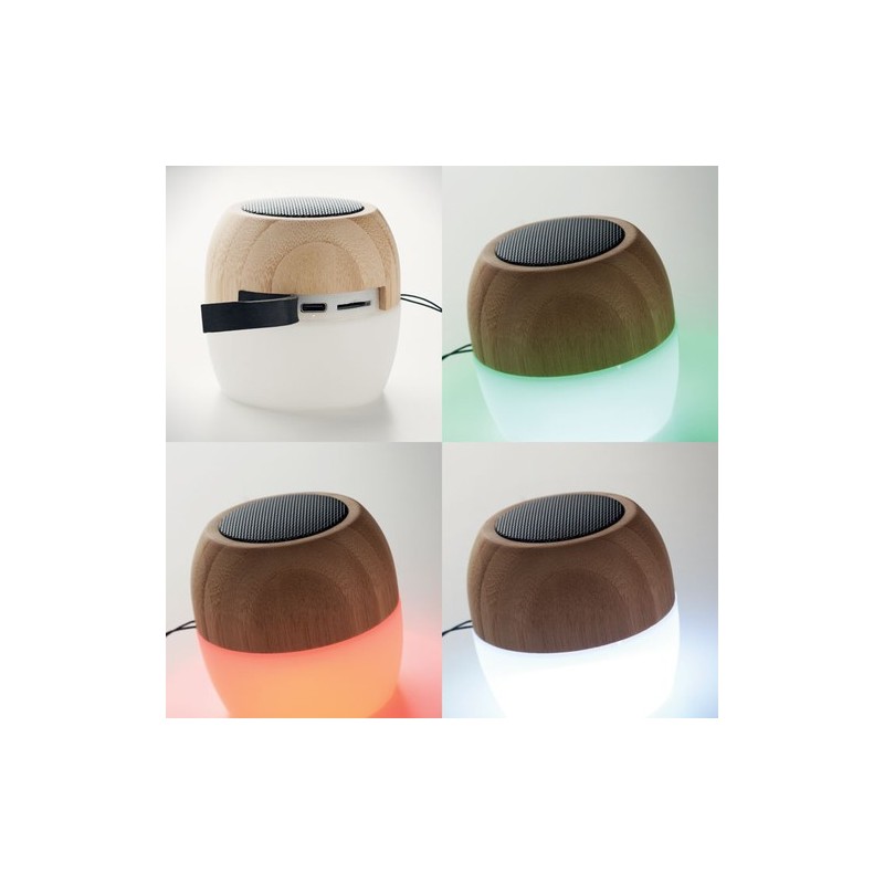 Haut-parleur sans fil  en bambou personnalisé CLEVELAND Couleurs : bois cadeau entreprise pas cher