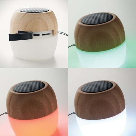 Haut-parleur sans fil  en bambou personnalisé CLEVELAND Couleurs : bois cadeau entreprise pas cher